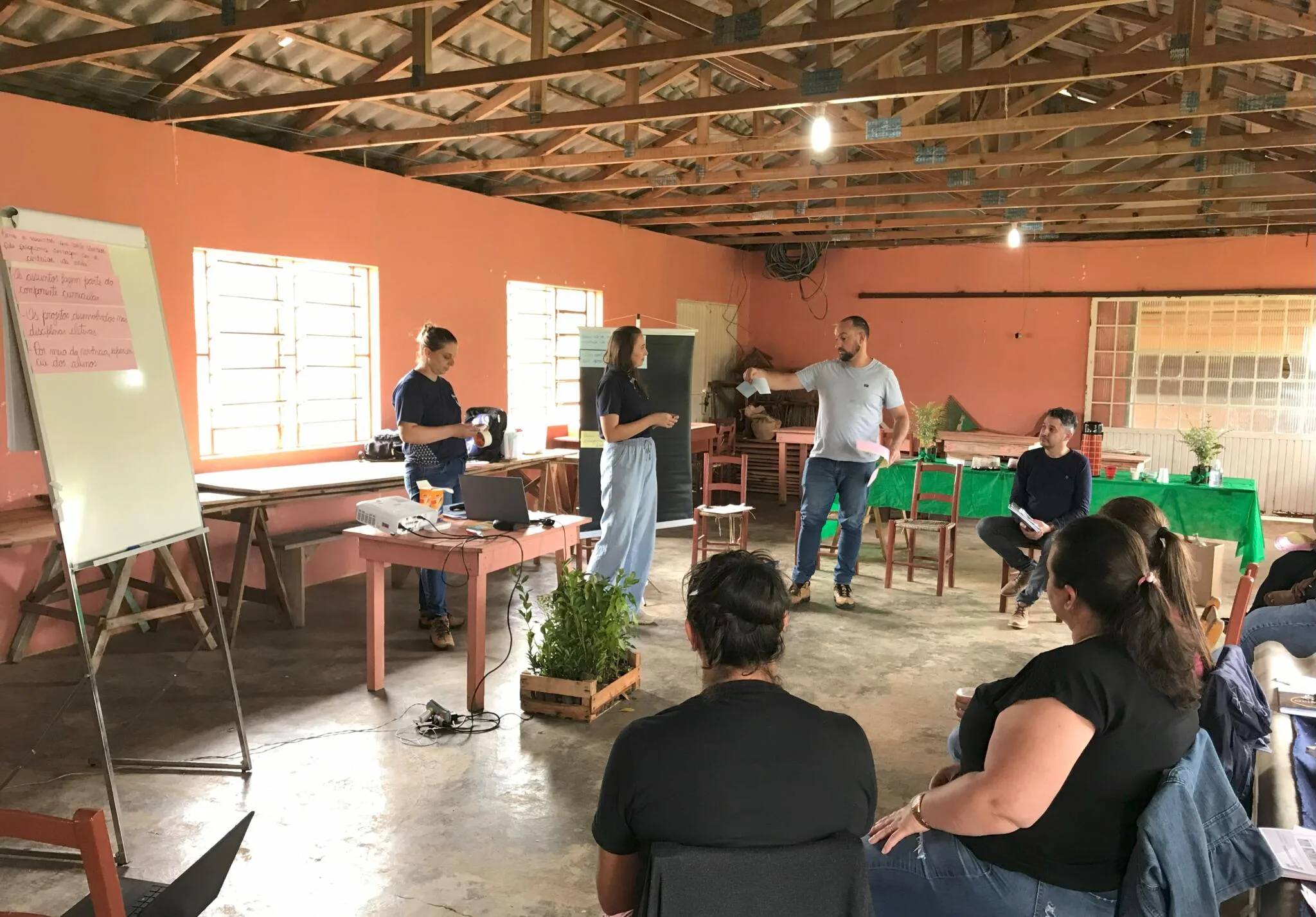 Apresentação dos professores sobre os desafios e oportunidades do Geração +Floresta entre os professores de Abelardo Luz (SC). Foto: Thamara Santos de Almeida