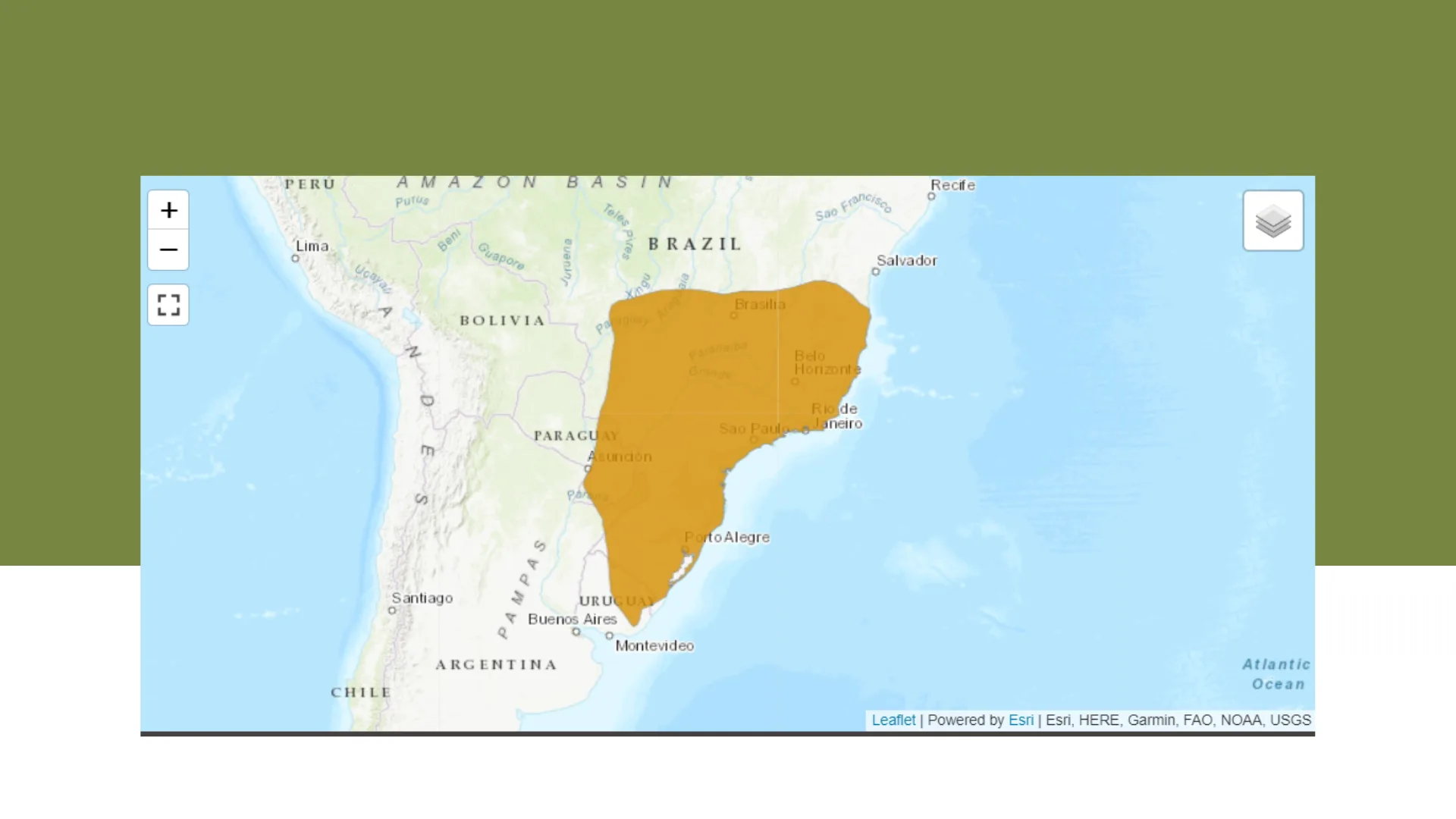Mapa de distribuição do tatu-de-rabo-mole-grande Fonte União Internacional para a Conservação da Natureza (IUCN)