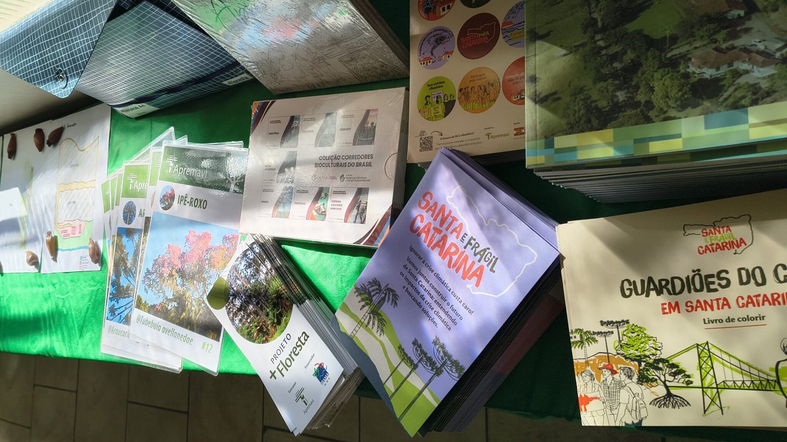 Materiais da Apremavi distribuidos na capacitação do projeto “Geração + Floresta” 